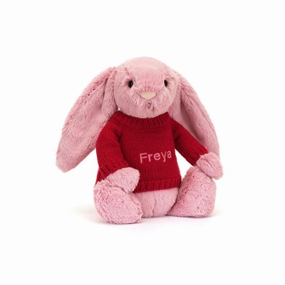 Jellycat Bashful Tulip Pink Conejo with Red Jumper | LFSK-97812